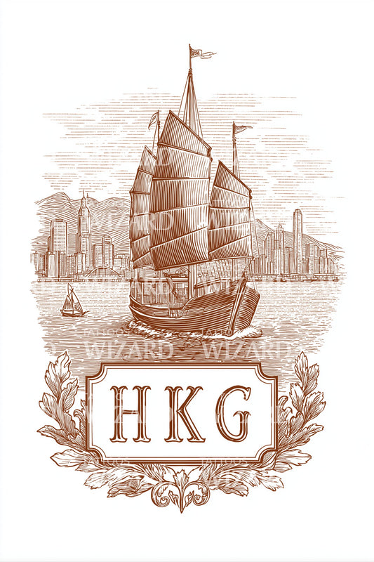 Hong Kong HKG Junk Boat Tattoo Design