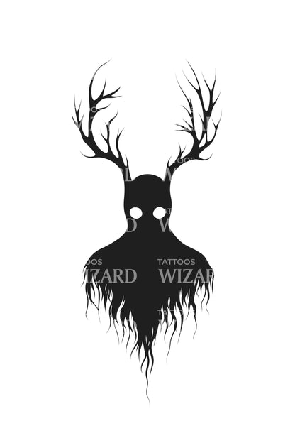 Huvklädd Hornskugga Tatuering Design