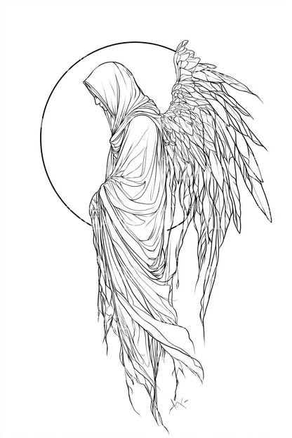 Hooded Halo Angel Tattoo Design