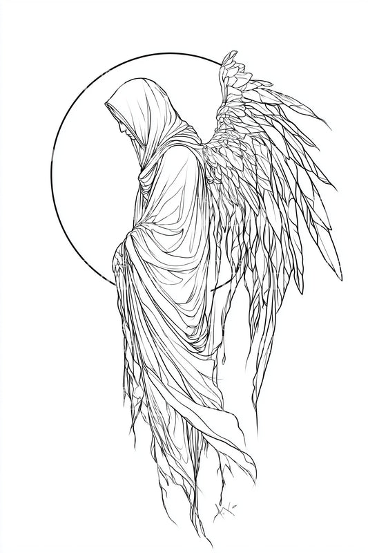 Hooded Halo Angel Tattoo Design