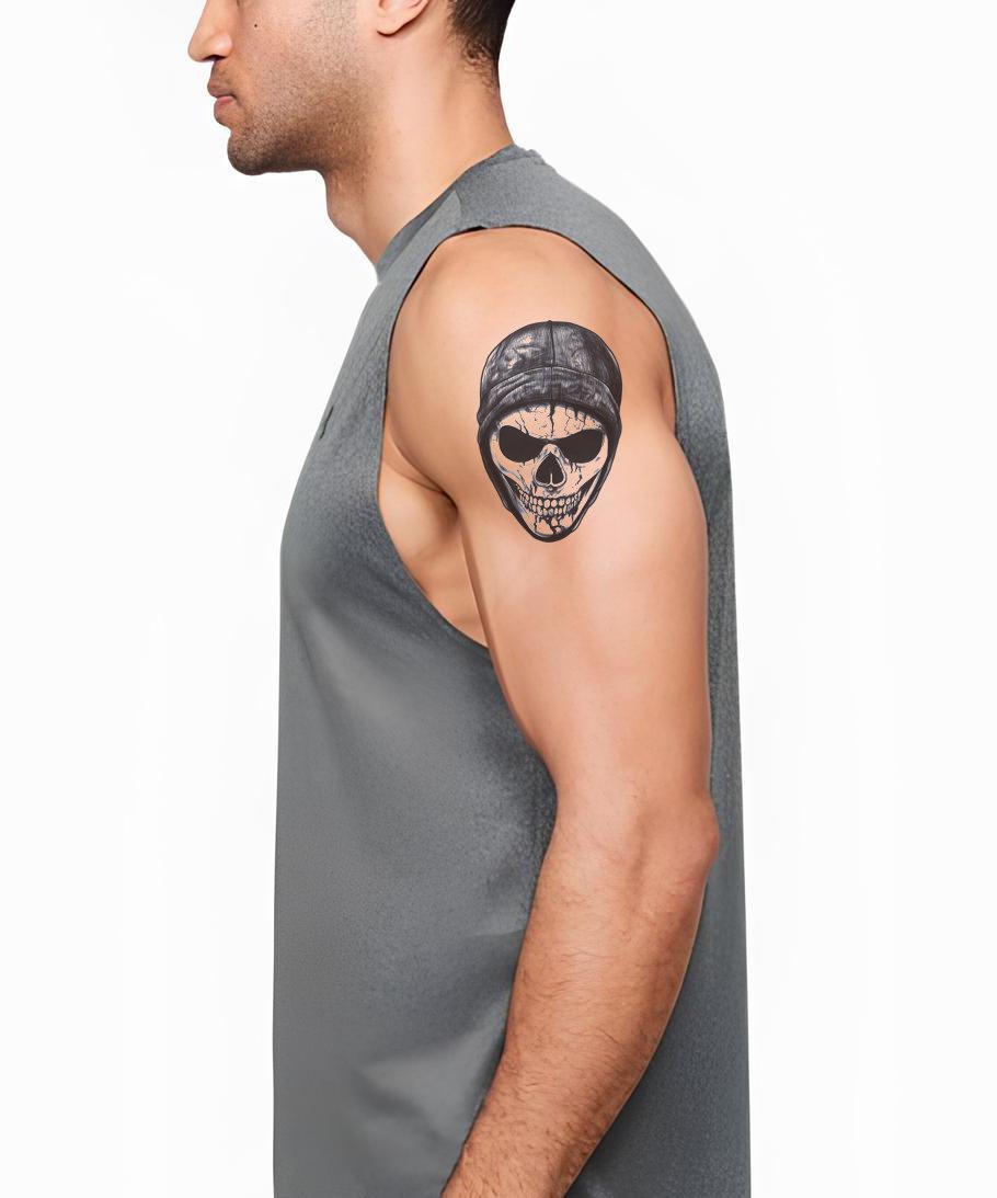 Hooded Skull Gangster Tattoo Design