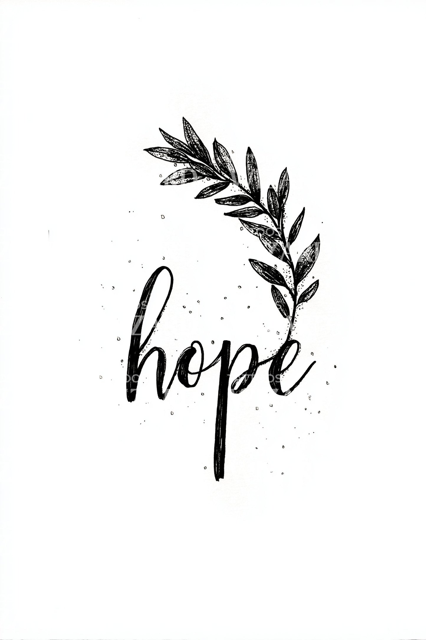 Hope Laurel Script Tattoo Illustration