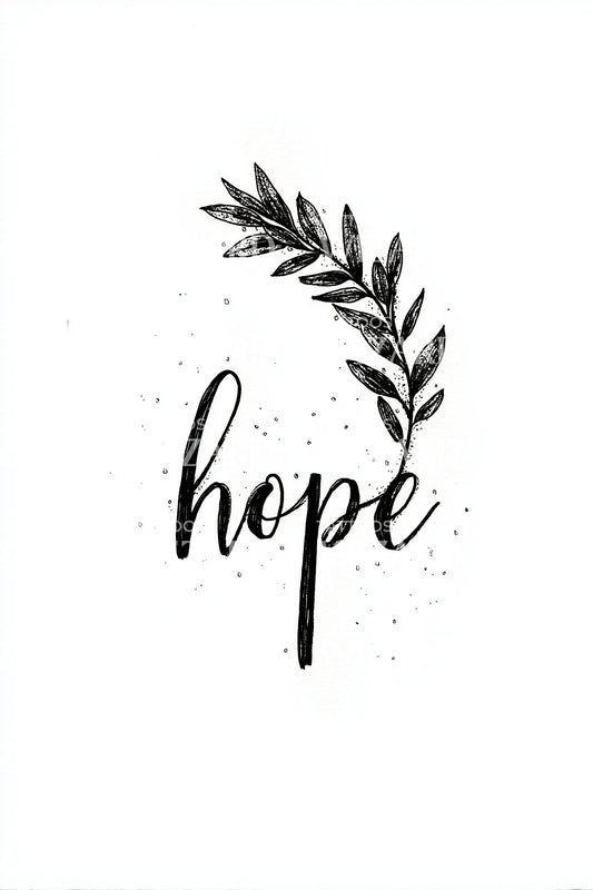 Hope Laurel Script Tattoo Illustration
