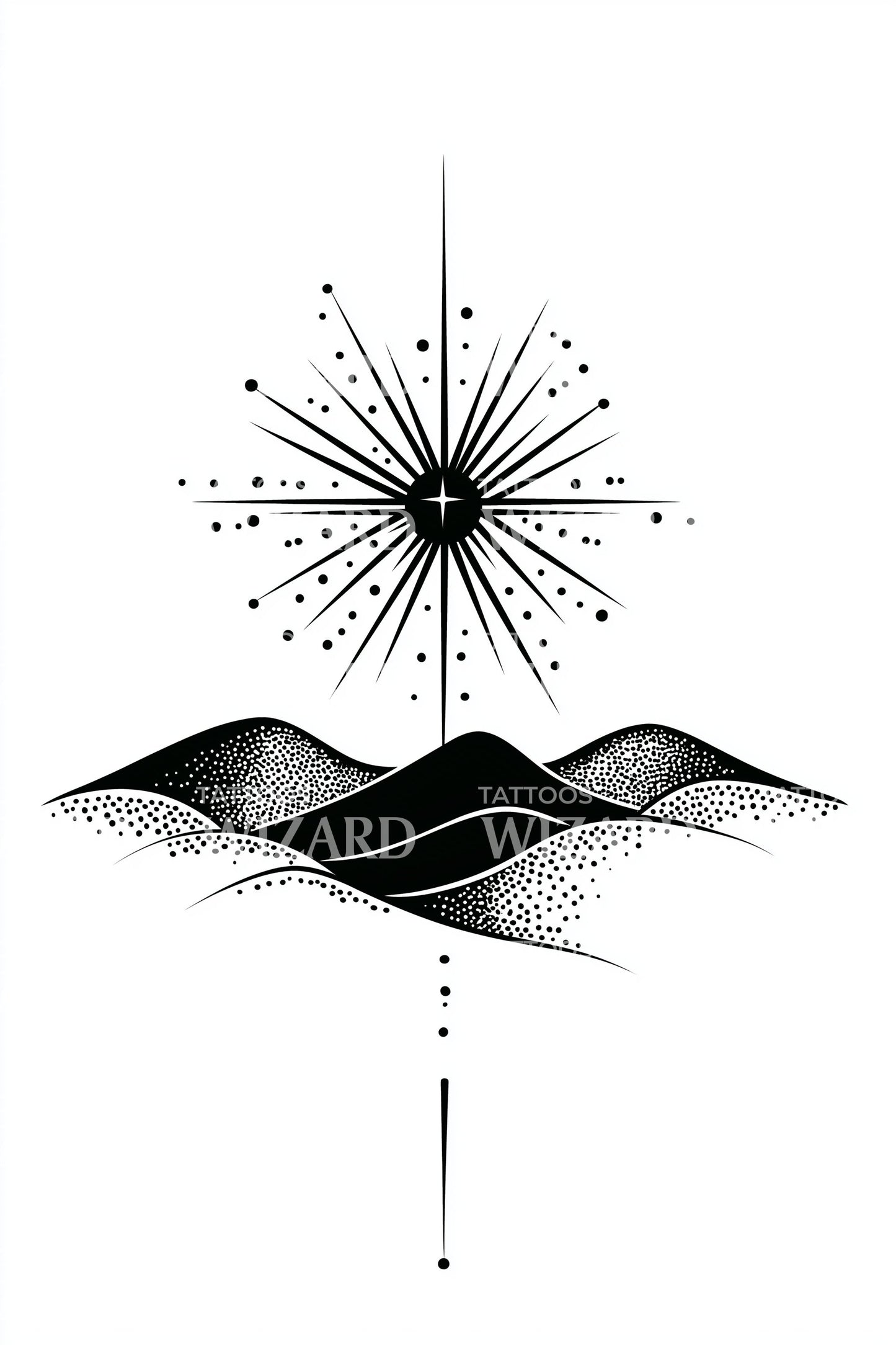 Horizon Mountains Guiding Star Tattoo Design