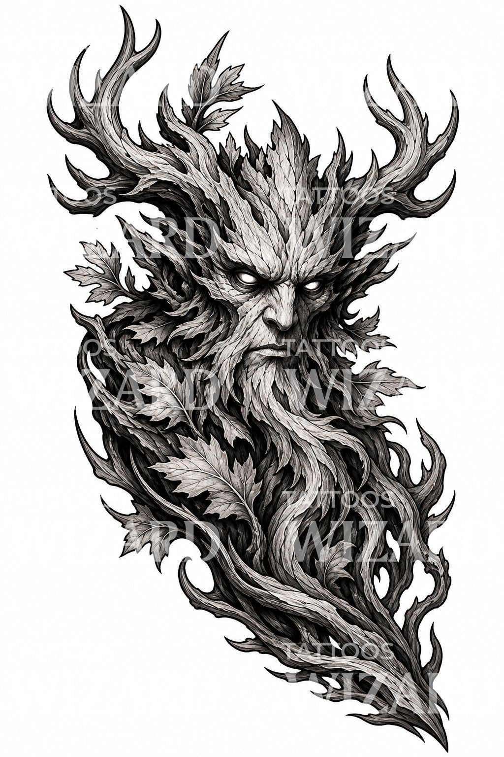 Horned Forest Spirit Tattoo Design