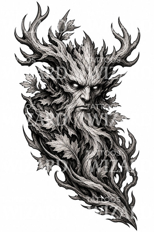 Horned Forest Spirit Tattoo Design