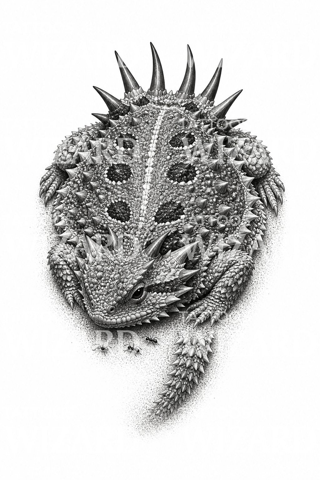 Horned Lizard Desert Reptile Tattoo Design