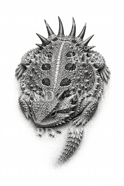 Horned Lizard Desert Reptile Tattoo Design