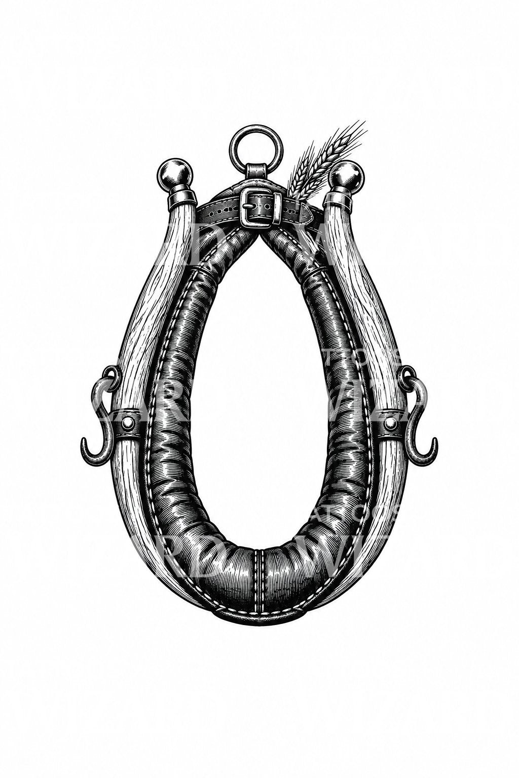 Tatouage de collier de cheval et traits en laiton