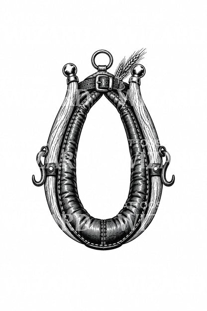 Tatouage de collier de cheval et traits en laiton