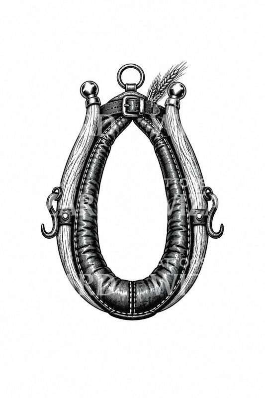 Tatouage de collier de cheval et traits en laiton