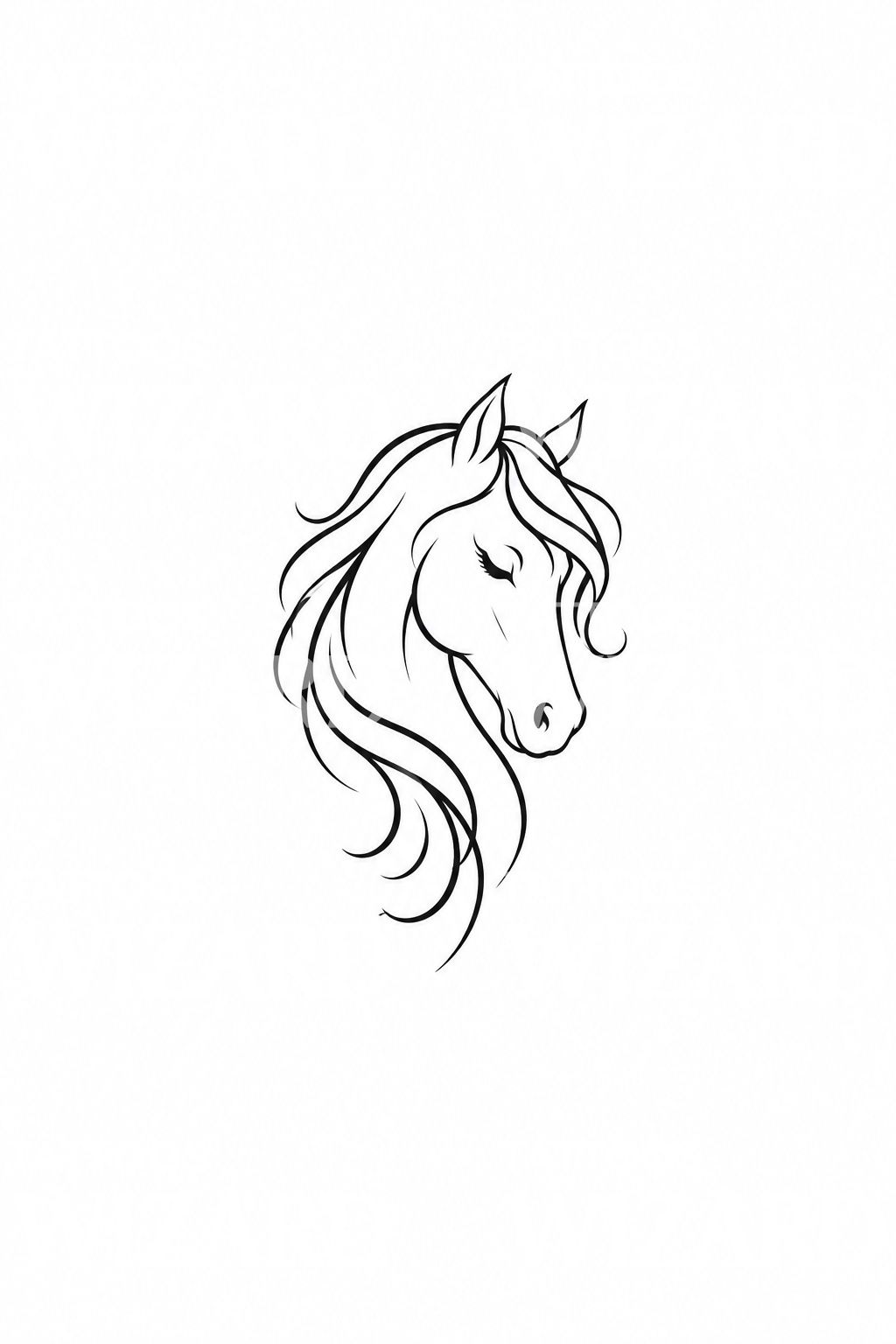 Horse Head Flowing Mane Line Tattoo – Tattoos Wizard Designs