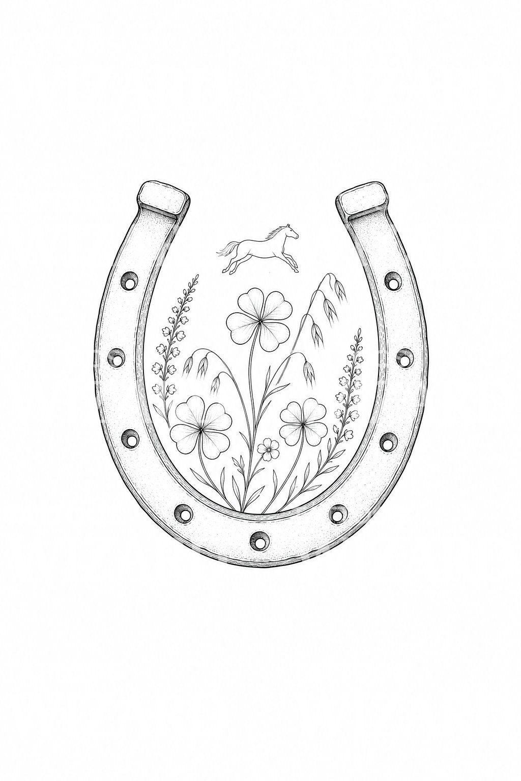Horseshoe Clover Luck Wreath Tattoo Idea
