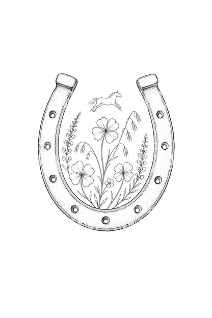 Horseshoe Clover Luck Wreath Tattoo Idea