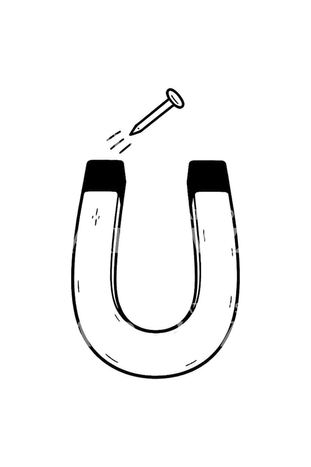 Horseshoe Magnet and Nail Tattoo Design