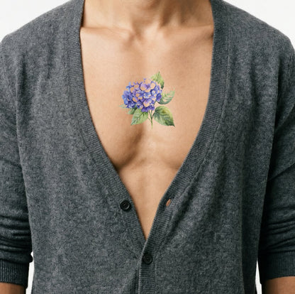 Diseño de tatuaje de flor de hortensia botánica