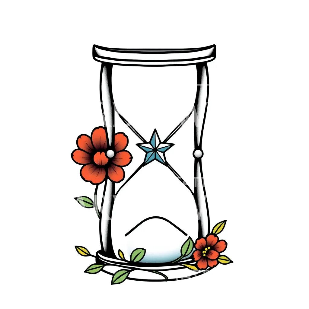 Hourglass Blossom Tattoo Design