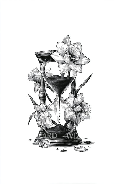Sanduhr Blütenblatt Fluss Tattoo Design