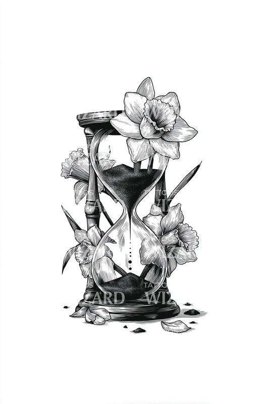 Hourglass Petal Flow Tattoo Design
