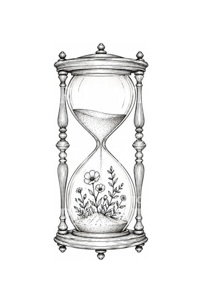 Hourglass with Flowers Growing Inside Tattoo