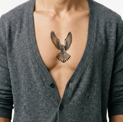 Hovering Kestrel Falcon Tattoo Design