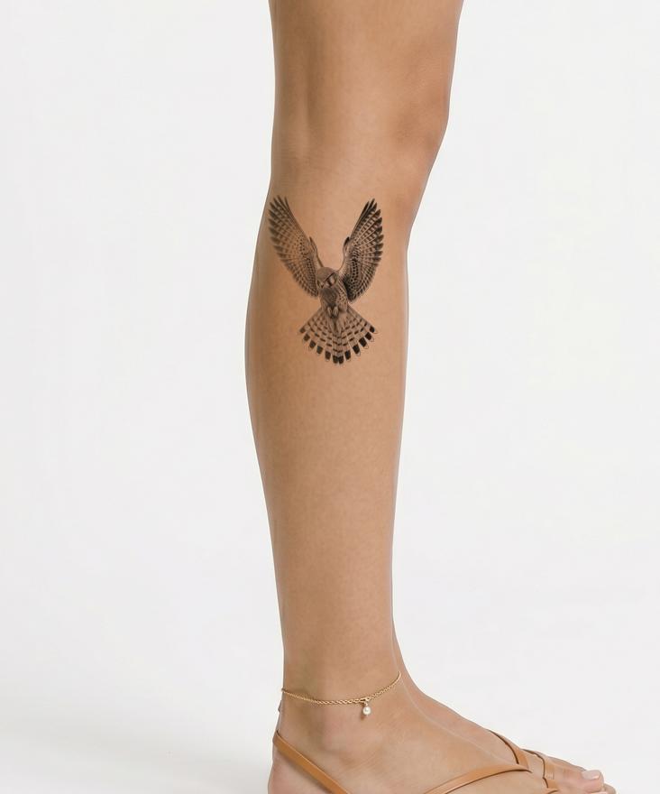 Hovering Kestrel Falcon Tattoo Design