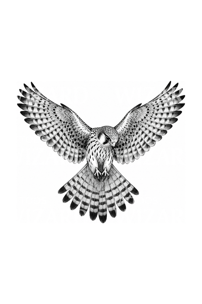 Tatuagem dotwork de peneireiro em voo pairado