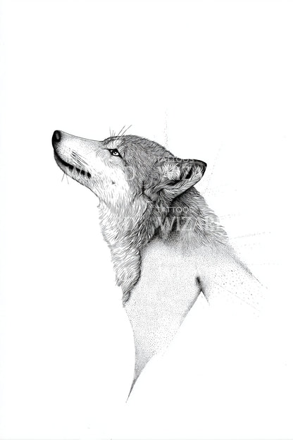 Howling Wolf Portrait Tattoo Design
