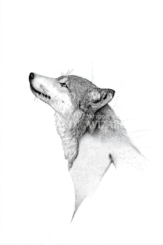 Howling Wolf Portrait Tattoo Design