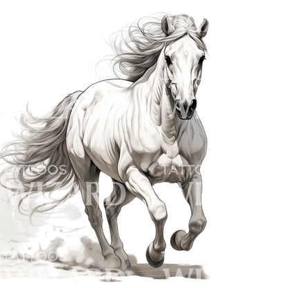 Black and Grey Mustang Tattoo Design