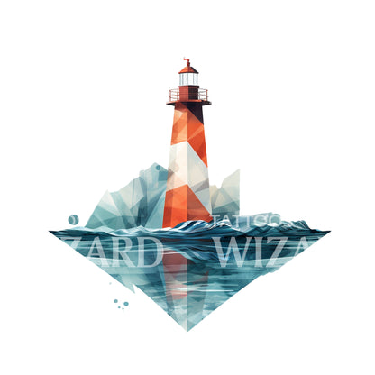 Geometric Lighthouse Tattoo Design