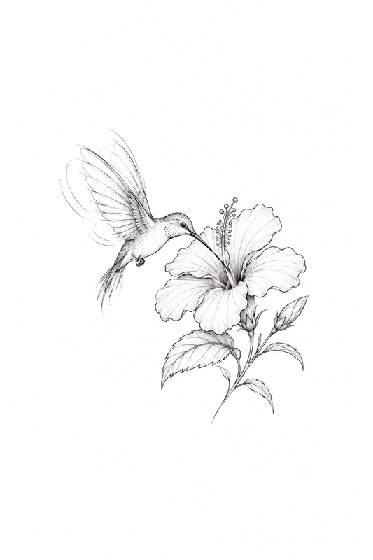 Tattoo-idee kolibrie bij hibiscus