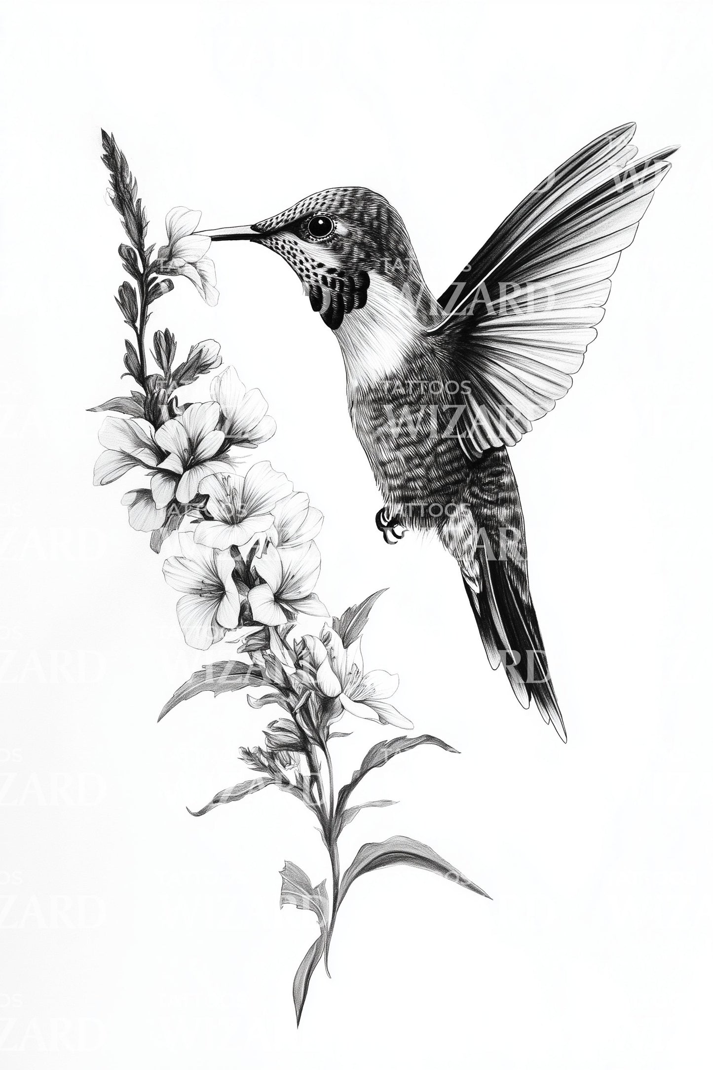 蜂鸟花开纹身插图