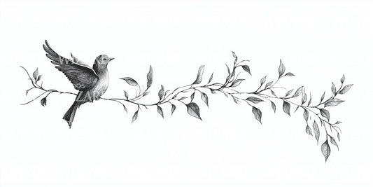 Hummingbird Branch Tattoo Design