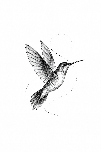 Hummingbird Dotted Flight Path Tattoo Idea