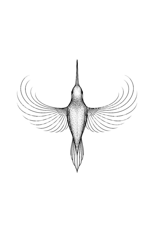 Ide Tato Fine Line Burung Kolibri dari Atas