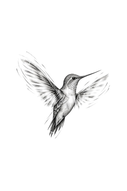 Hummingbird with Blurred Sketch Wings Tattoo Idea