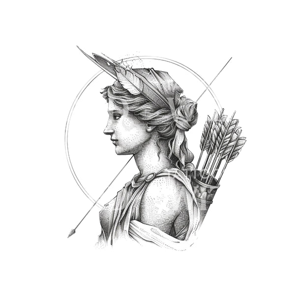 Huntress Goddess Artemis Tattoo Design – Tattoos Wizard Designs