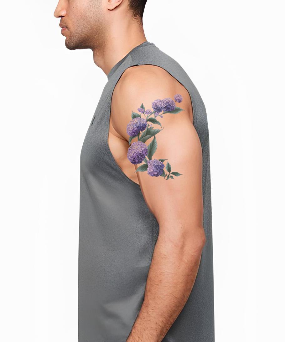 Lavender Hydrangea Curve Tattoo Design