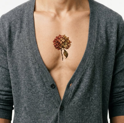 Tatouage d’hortensia séché après sa saison