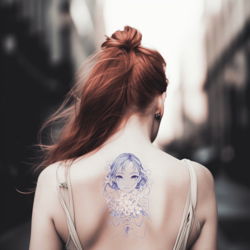Violet Hydrangea Maiden Tattoo Illustration