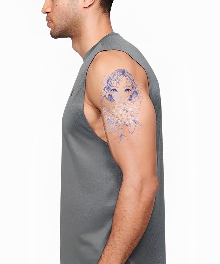 Violet Hydrangea Maiden Tattoo Illustration