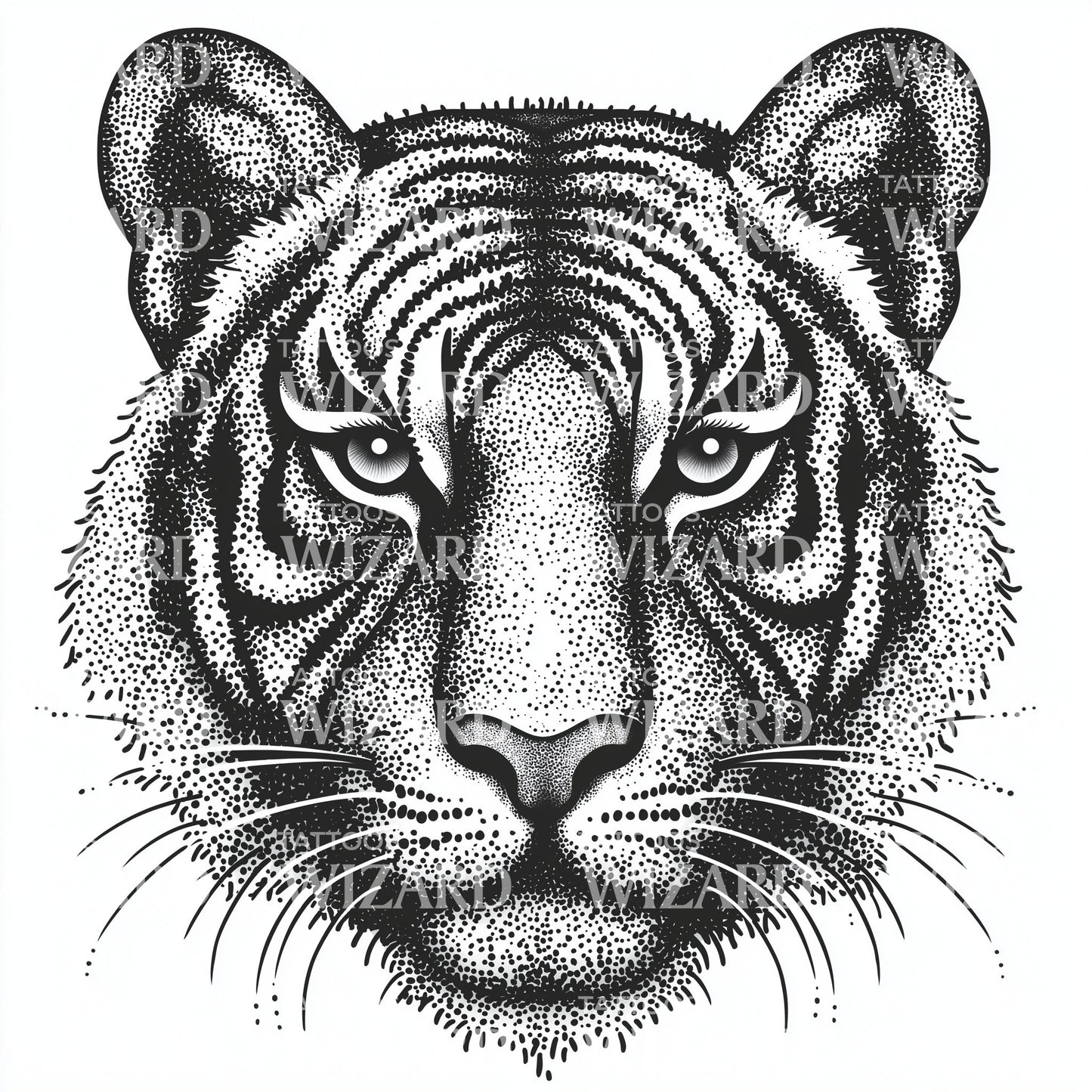 Hyperreal Tiger Portrait Tattoo Design