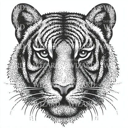 Hyperreal Tiger Portrait Tattoo Design