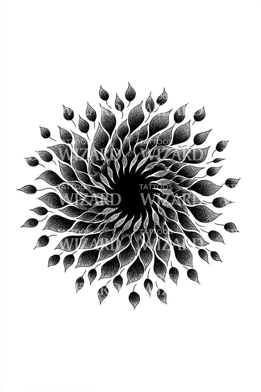 Design Tatuaggio Spirale di Foglia Ipnotica