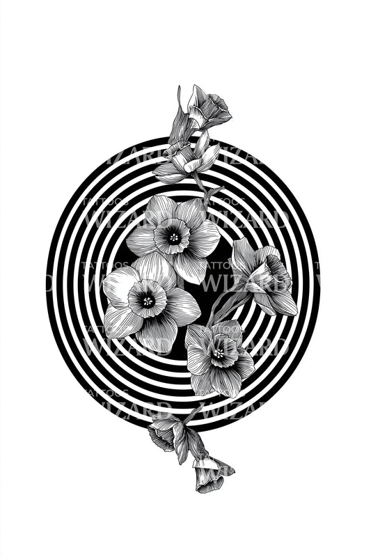 Hypnotic Spiral Blossoms Tattoo Design