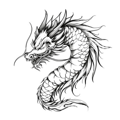 Black and White Chinese Dragon Tattoo Design