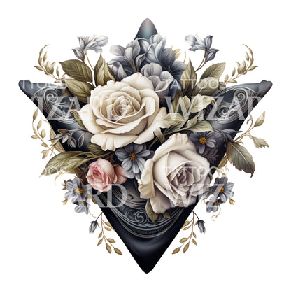 Folded Handkerchief and Roses Tattoo Design