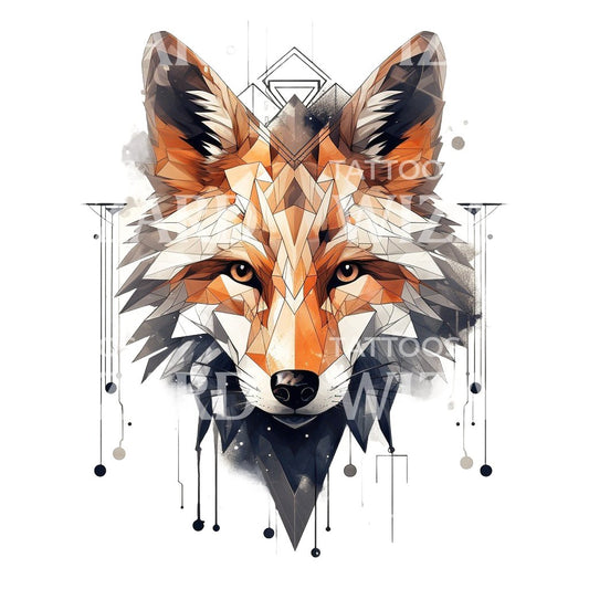 Geometric Fox Head Tattoo Design