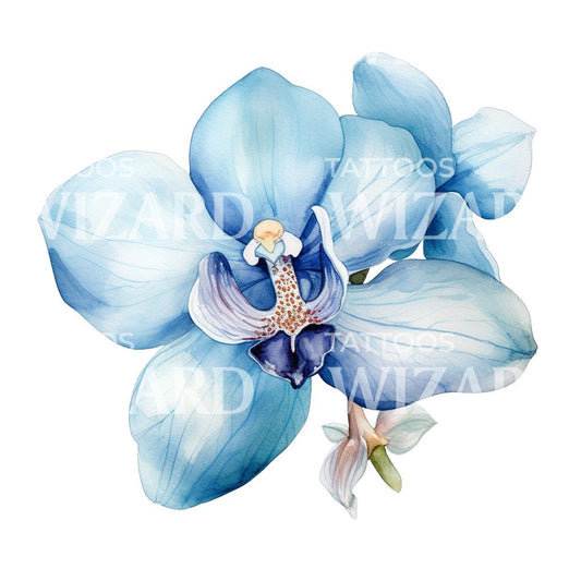 Blaues Orchideen-Tattoo-Design